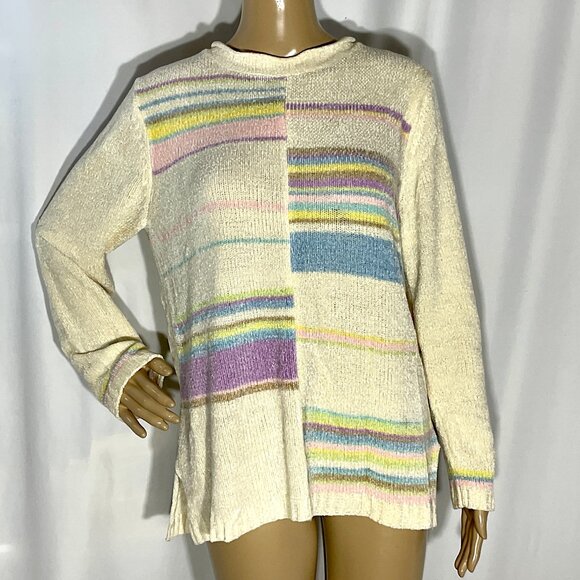 Vintage Sag Harbor Pastel Sweater Large Petite - Picture 2 of 8